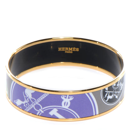 Hermes Enamel Printed Ex Libris Wide Bracelet 65 1 of 6