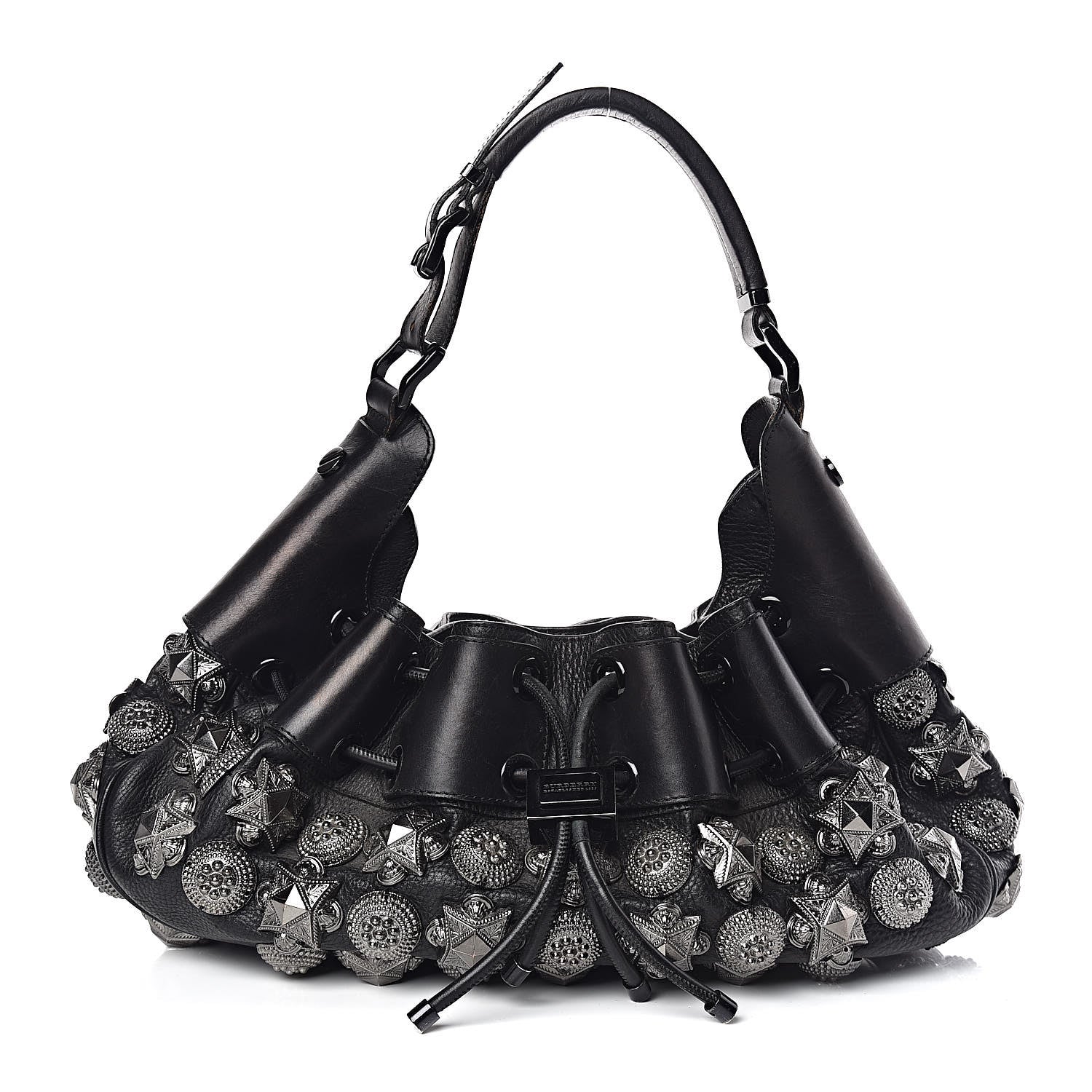 Burberry Calfskin Mason Warrior Studded Hobo Black 1 of 14