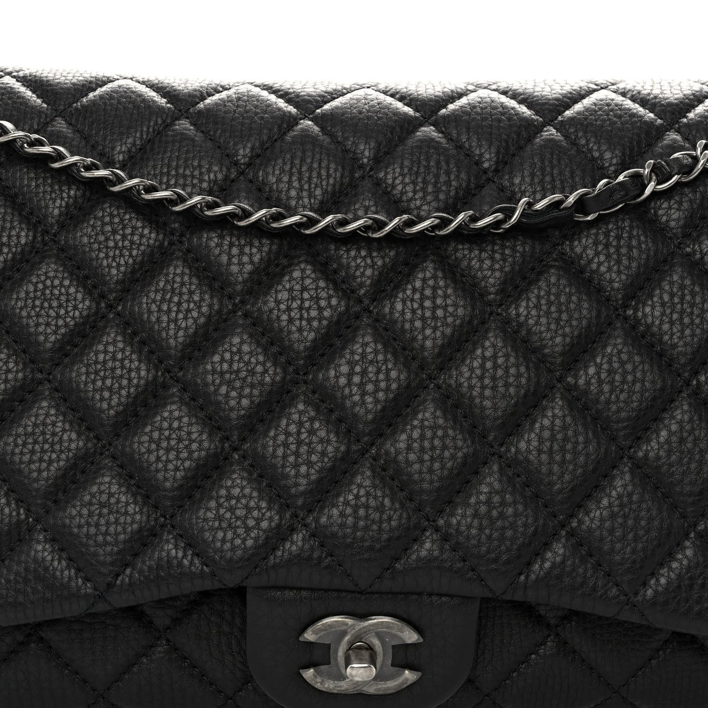 Calfskin Quilted Small XXL Travel Flap Bag Black