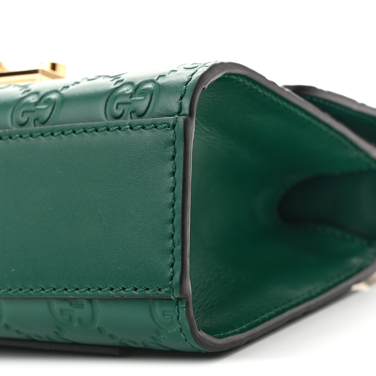 Gucci Guccissima Small Padlock Shoulder Bag Emerald 10 of 12