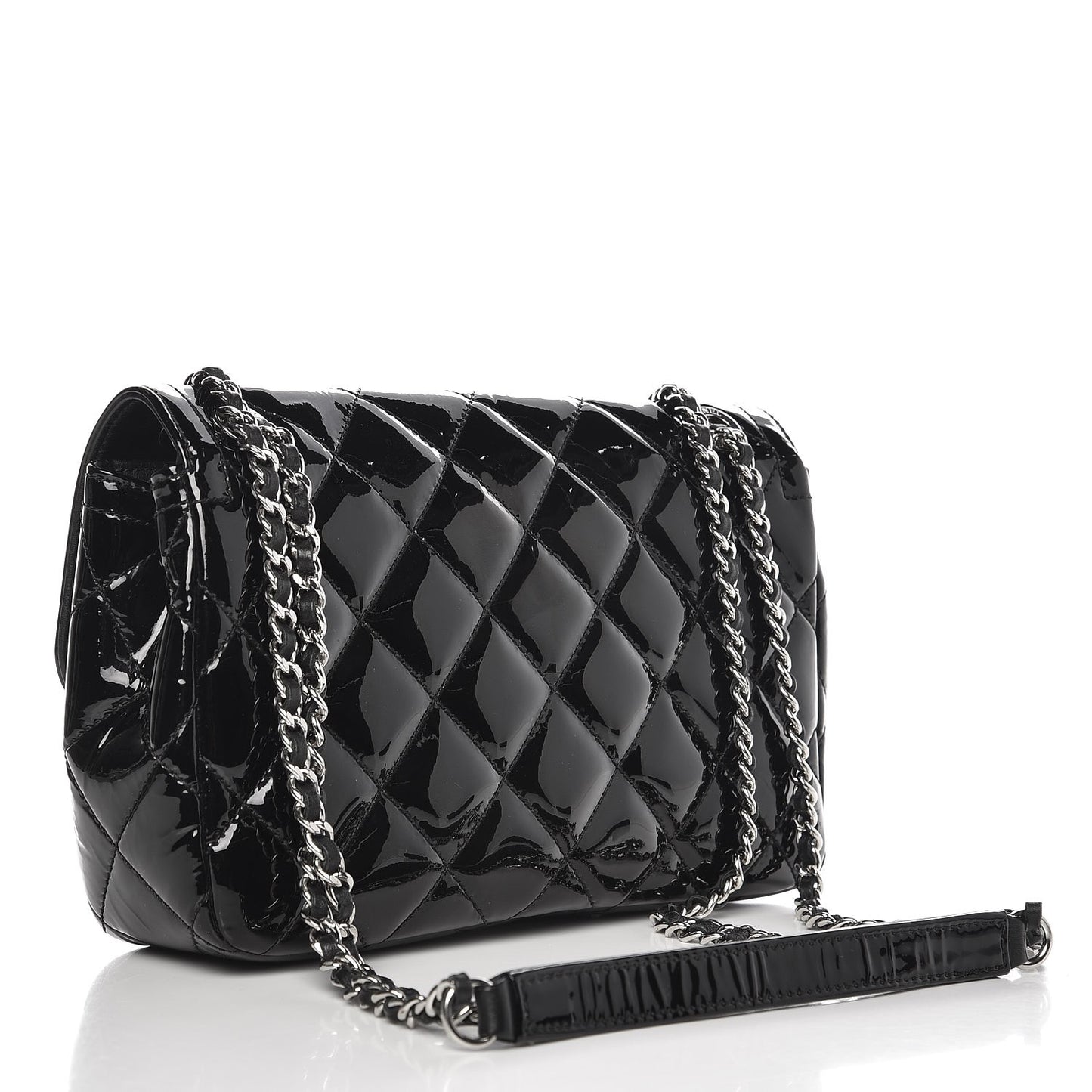 Patent Quilted Small Coco Shine Flap Black