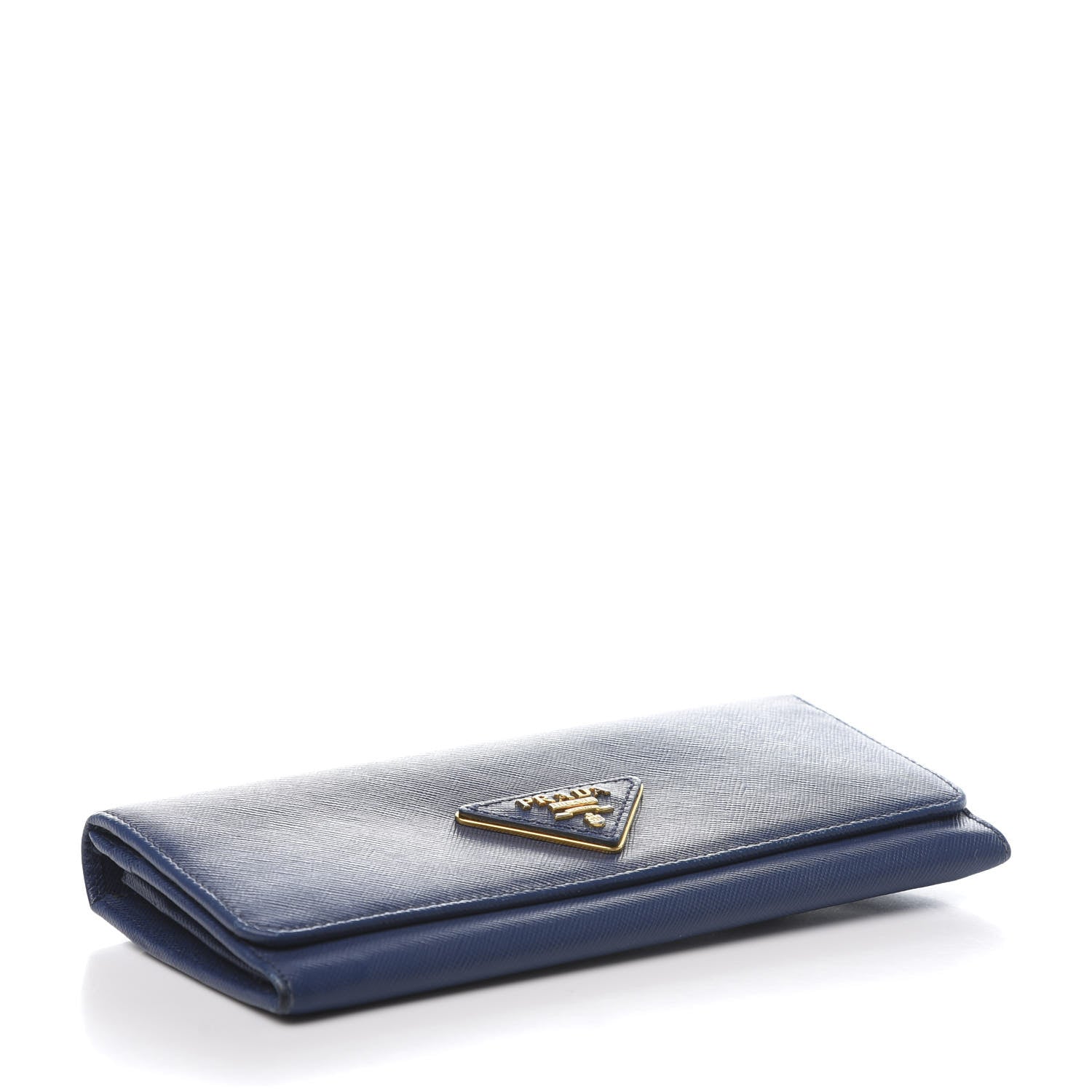 Prada Saffiano Triangle Continental Flap Wallet Bleuette 4 of 9