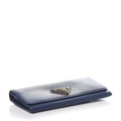 Prada Saffiano Triangle Continental Flap Wallet Bleuette 4 of 9