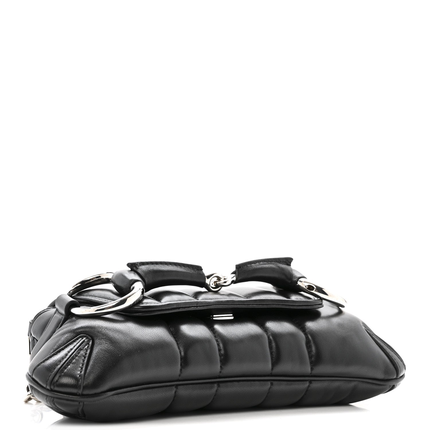 Gucci Nappa Vertical Matelasse Small Maxi Horsebit Chain Shoulder Bag Black 4 of 13