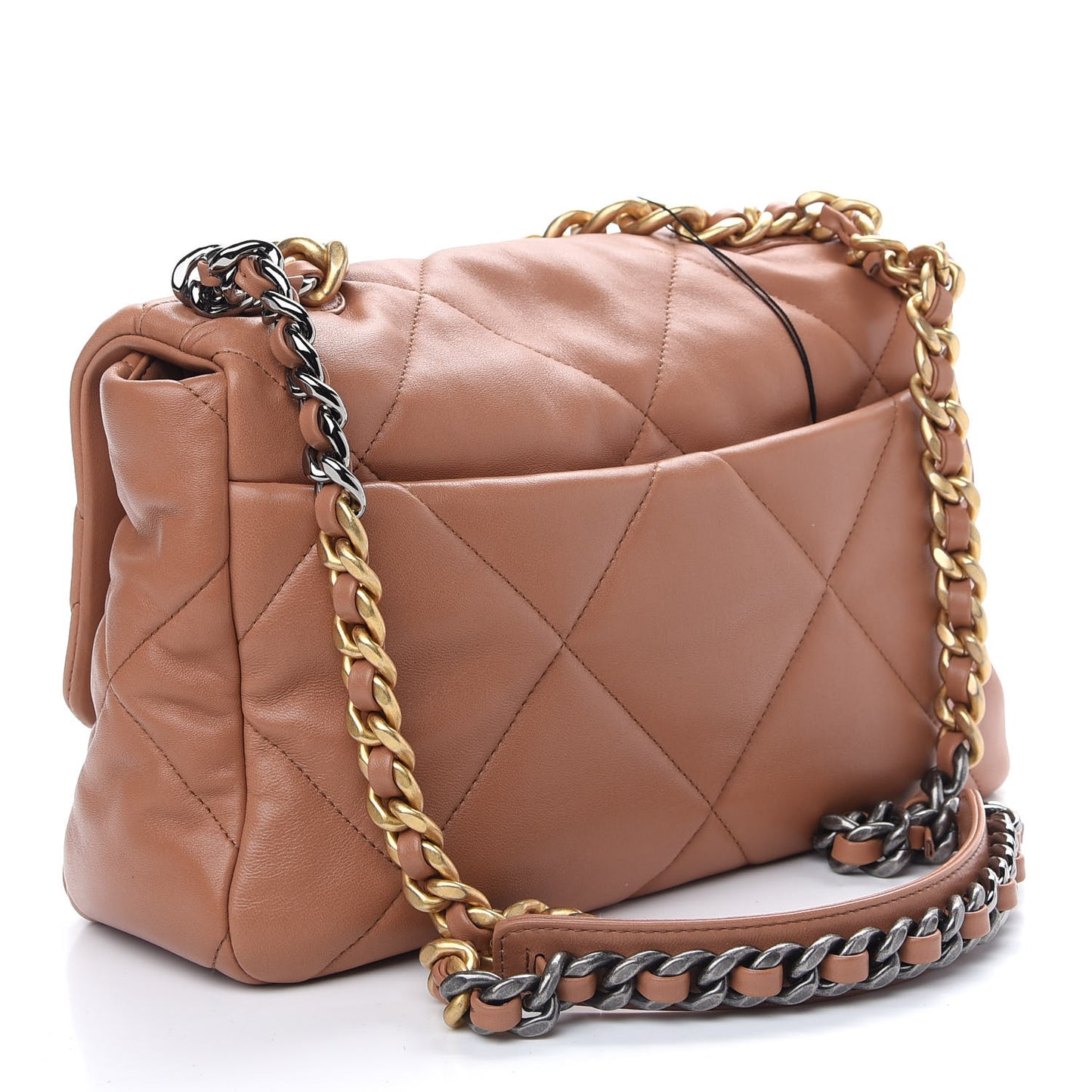 Lambskin Quilted Large Chanel 19 Flap Brown