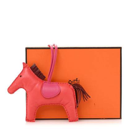 Hermes Milo Lambskin Grigri Rodeo Horse Bag Charm GM Rouge Indien Rubis Rose Mexico 5 of 5