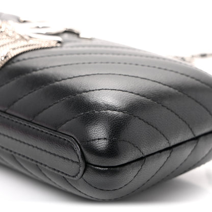 Chanel Lambskin Chevron Quilted CC Fringe Clutch Black 10 of 11