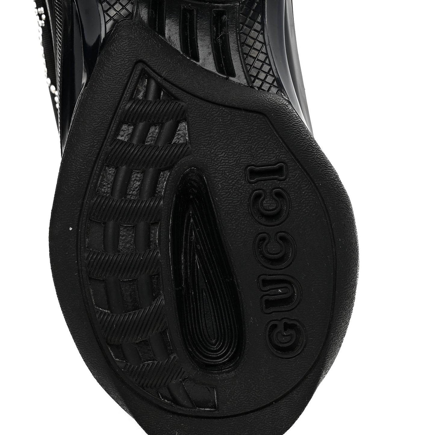 Tela Retino Mesh Crystal Suede GG Monogram Womens Gucci Run Sneakers 37.5 Black Silver
