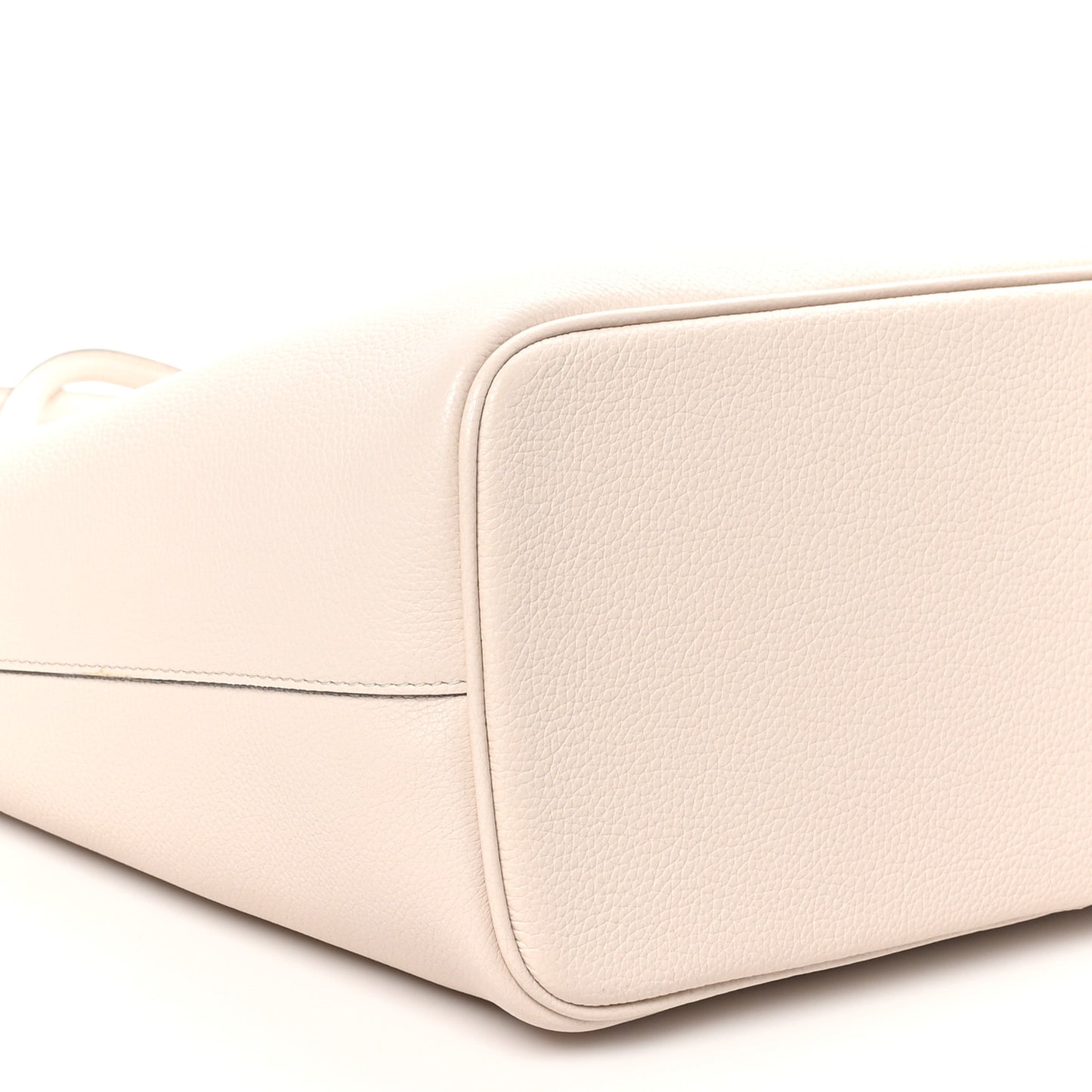 Grainy Calfskin Medium Gancini Tote Bone