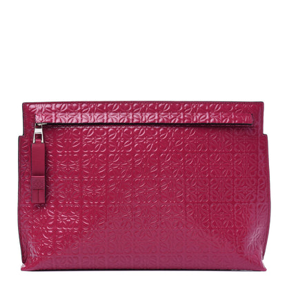 Loewe Calfskin Embossed Repeat T Pouch Raspberry 1 of 10