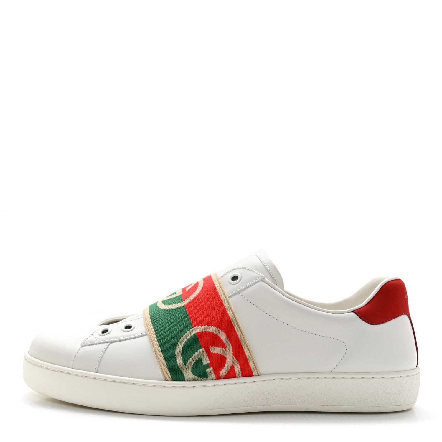Gucci Calfskin Web Interlocking G Mens Ace Sneakers 7 White 1 of 9