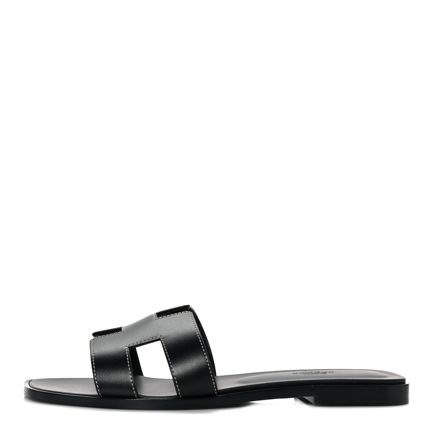 Hermes Box Calfskin Oran Sandals 39.5 Black 1 of 9