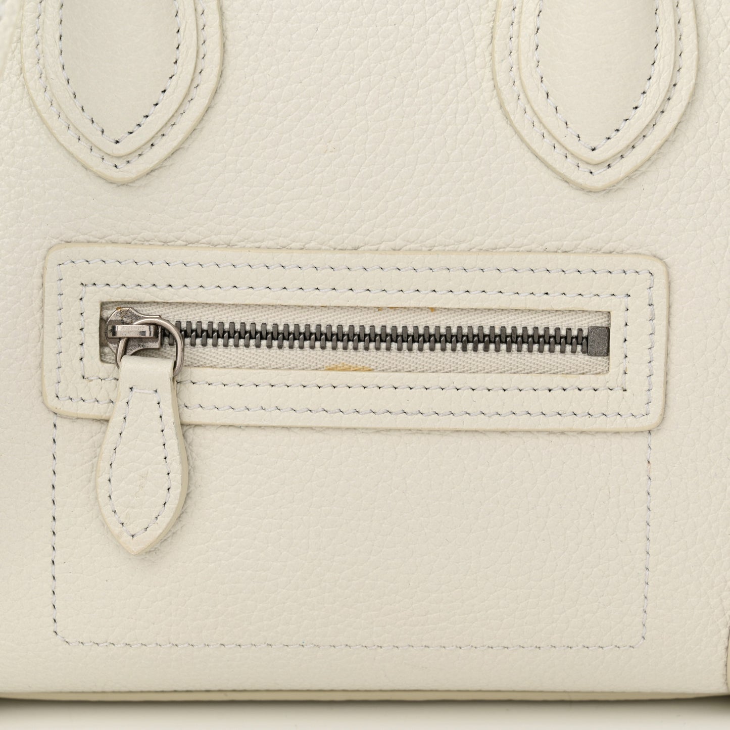 Drummed Calfskin Nano Luggage White