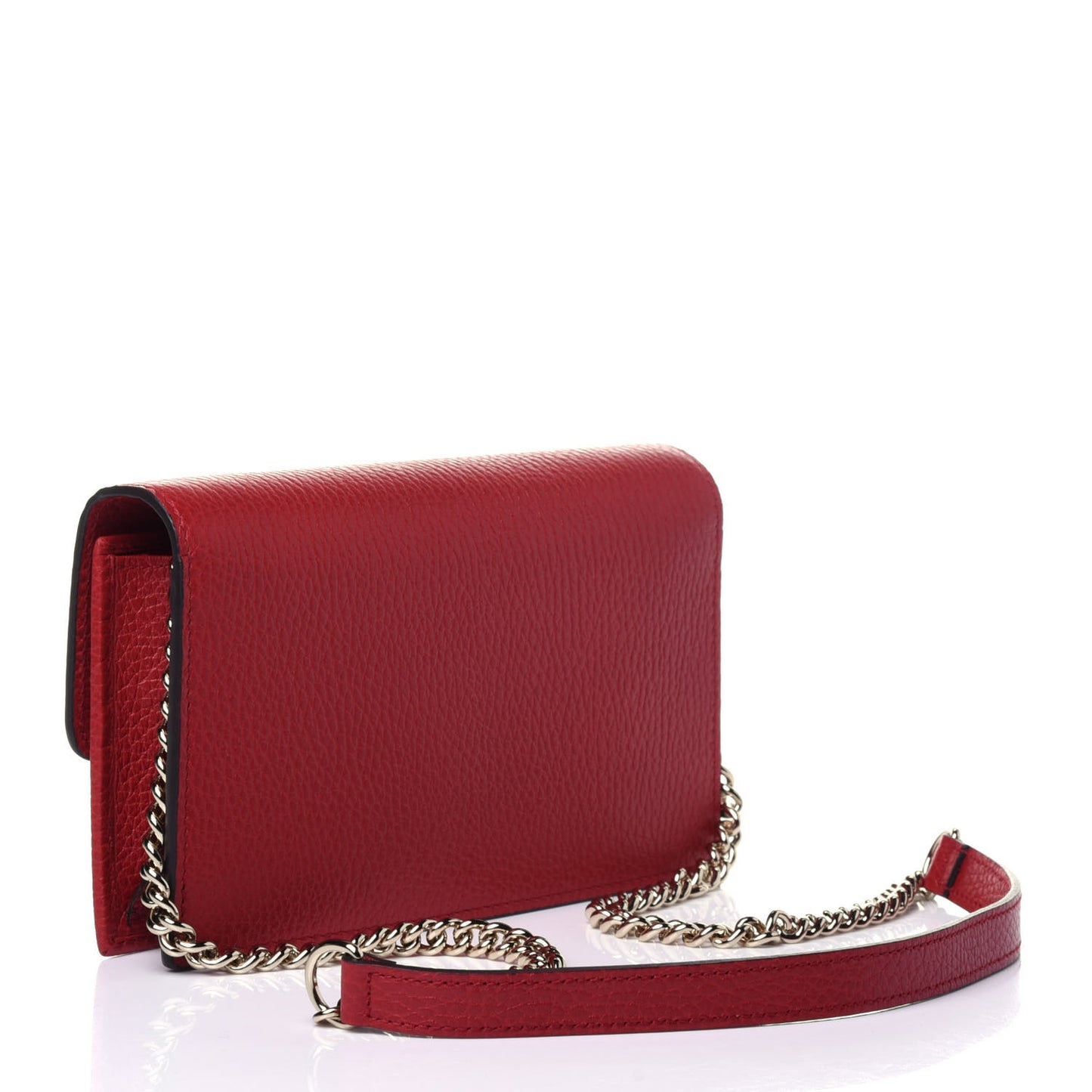 Dollar Calfskin Interlocking G Chain Wallet Red