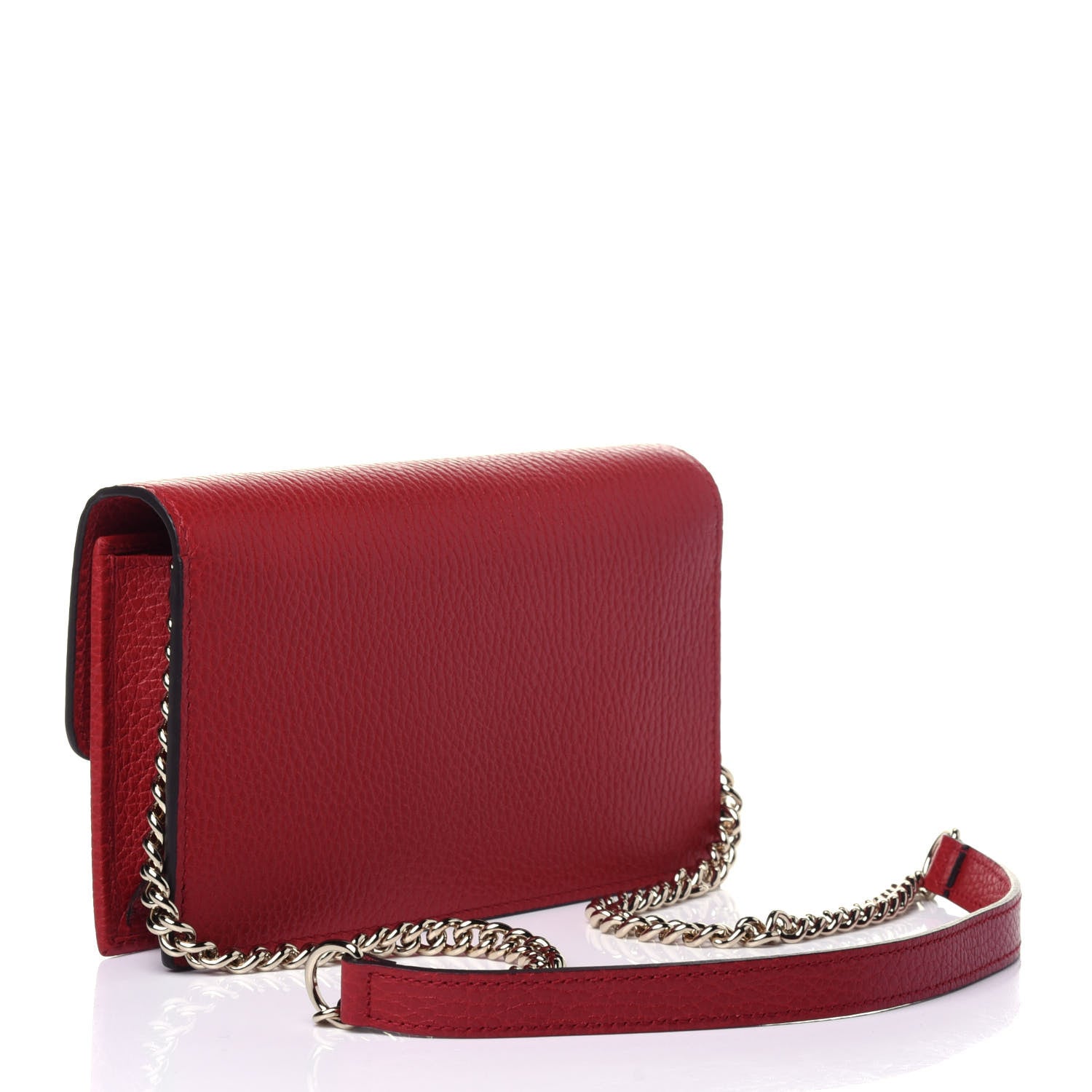 Gucci Dollar Calfskin Interlocking G Chain Wallet Red 3 of 11