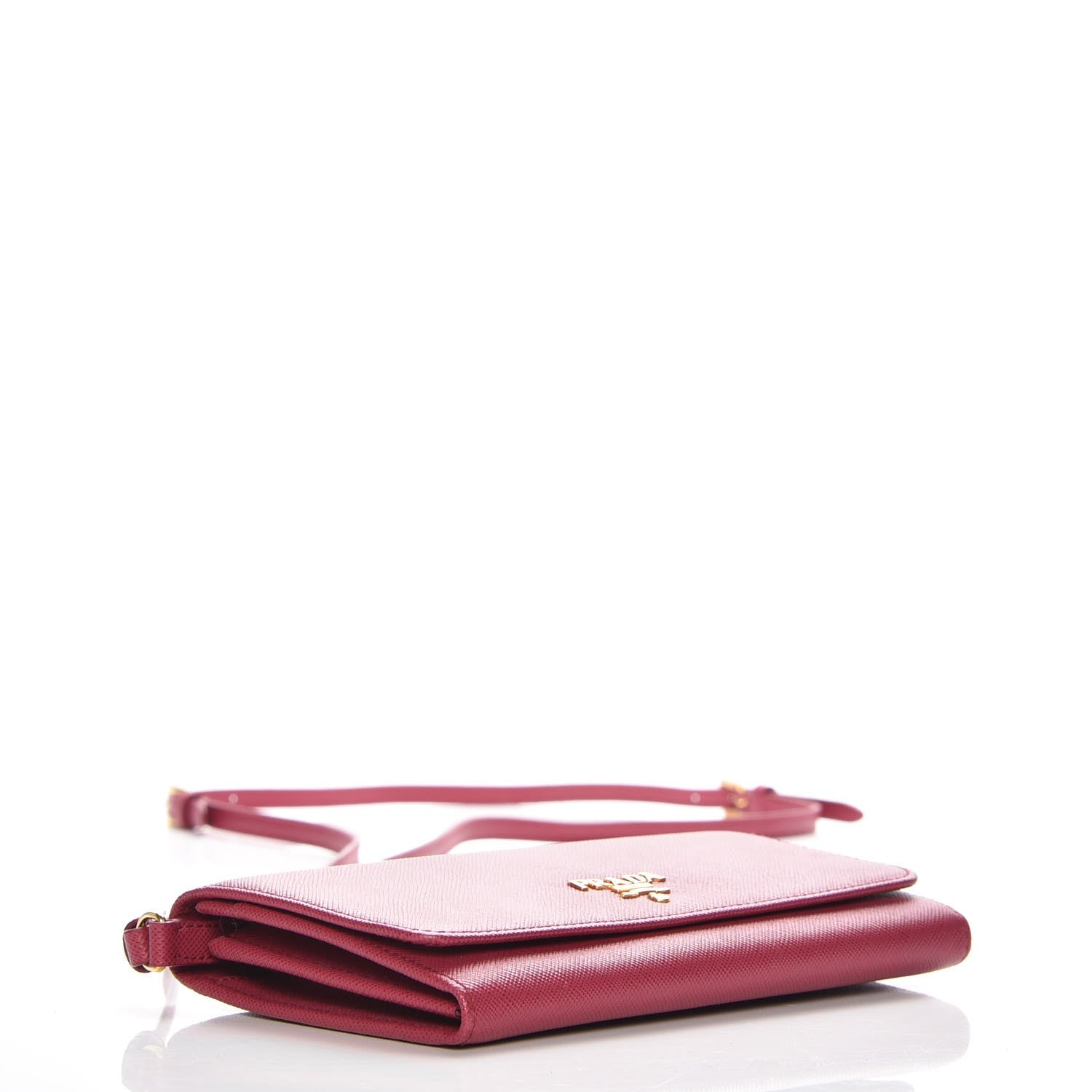 Prada Saffiano Metal Mini Crossbody Wallet Ibisco 4 of 8