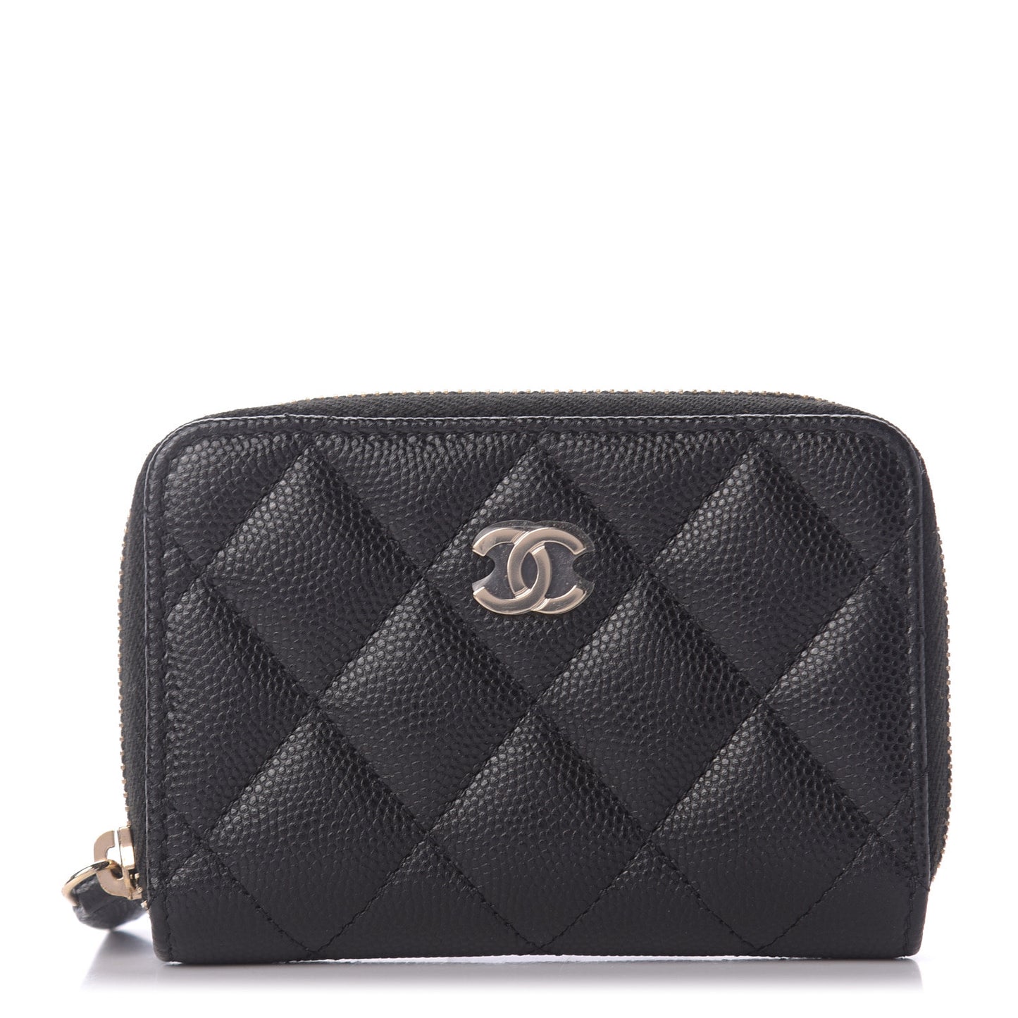 Caviar Quilted Zip Coin Purse Black