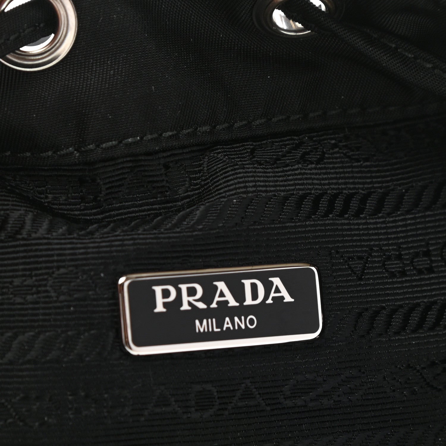 Prada Saffiano Tessuto Nylon Vela Bucket Wristlet Black 6 of 8