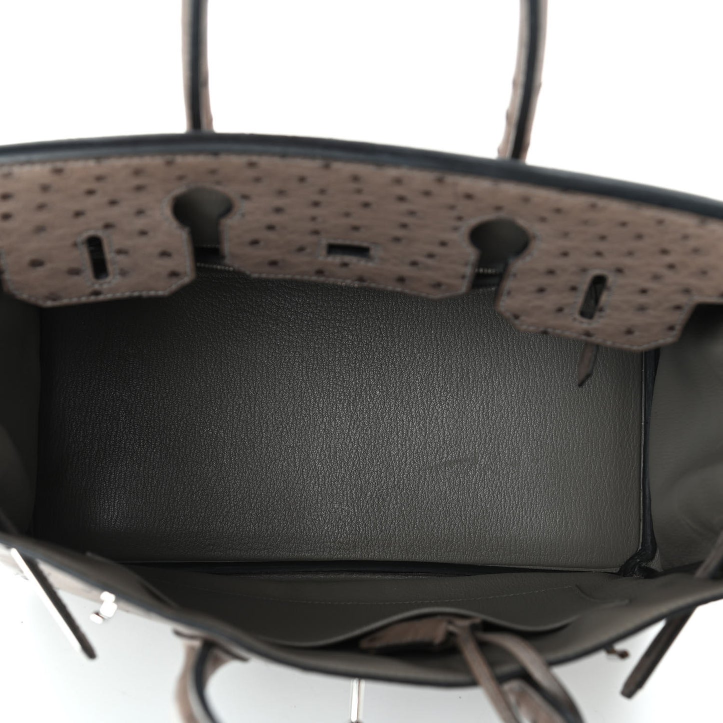 Ostrich Birkin 30 Gris Tourterelle