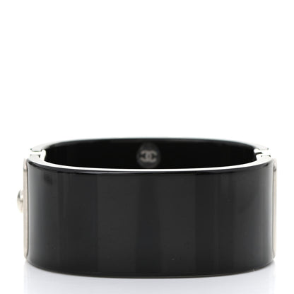 Chanel Resin Pearl Crystal CC Cuff Black 3 of 7