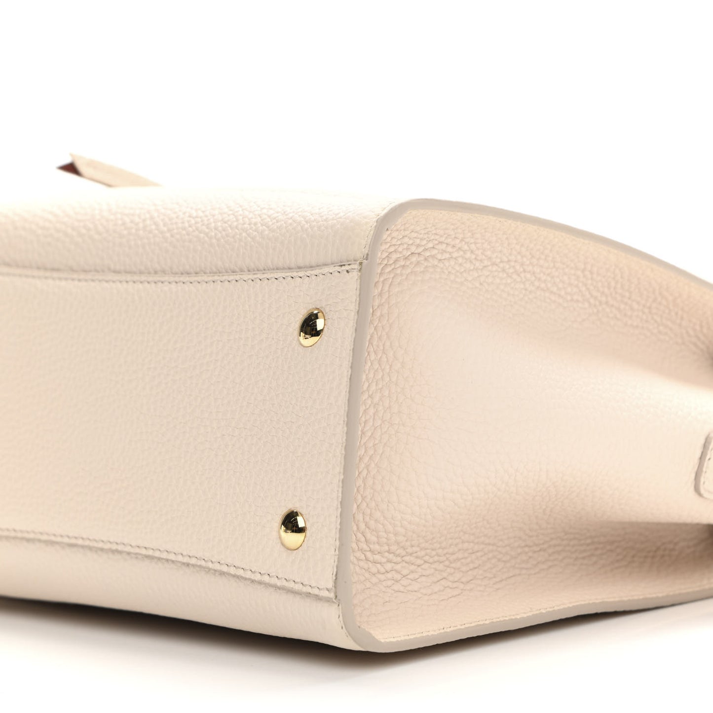 Hammered Calfskin Double Handle Small Amy Tote Bone Copper