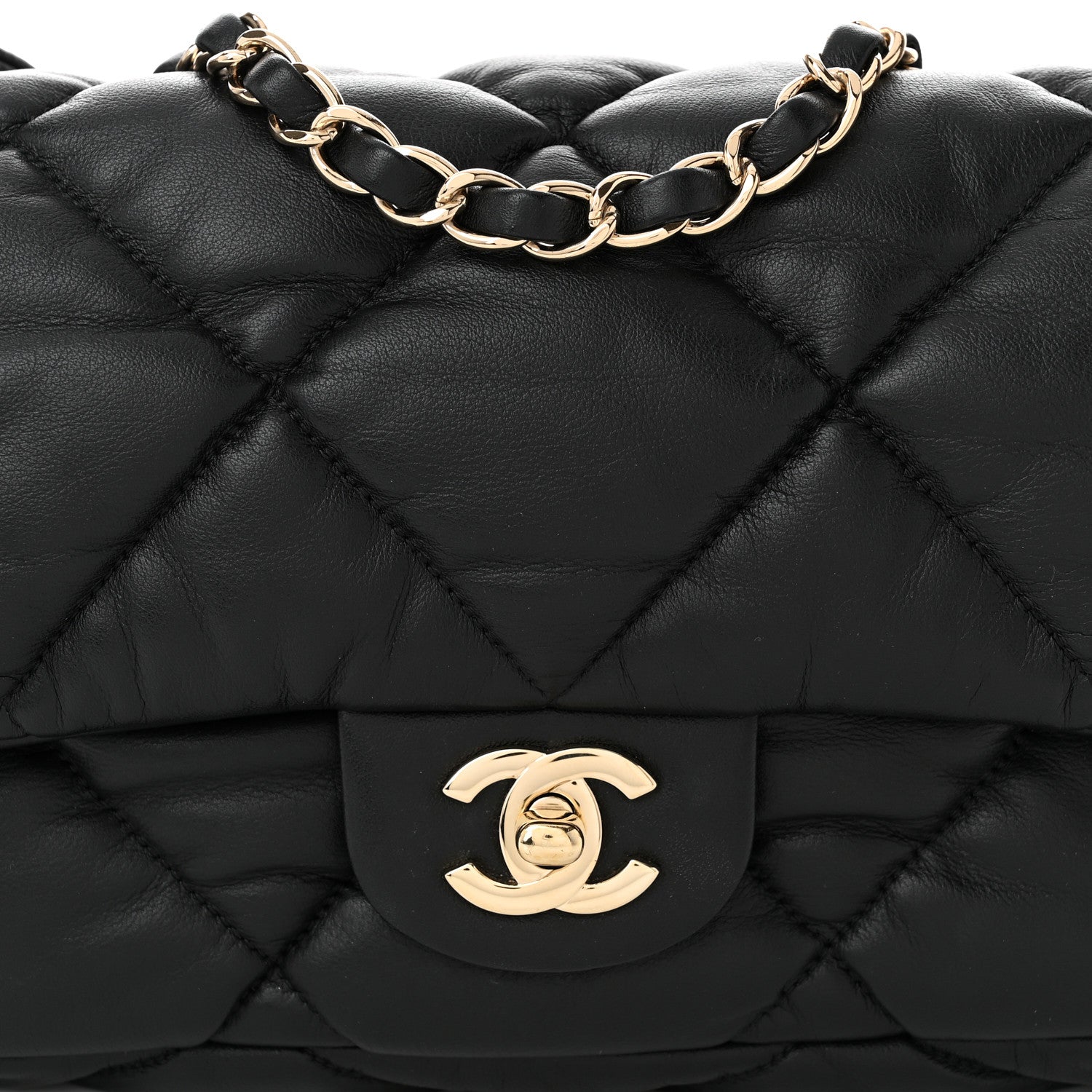 Chanel Calfskin Quilted Medium Bubbly Flap Black 8 of 10