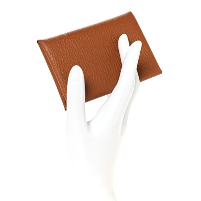 Hermes Epsom Calvi Duo Card Case Gold 2 of 8