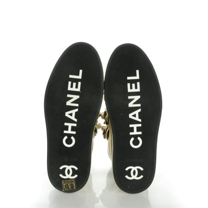 Chanel Metallic Lambskin Pearl Camellia High Top Sneakers 37 Gold 5 of 8