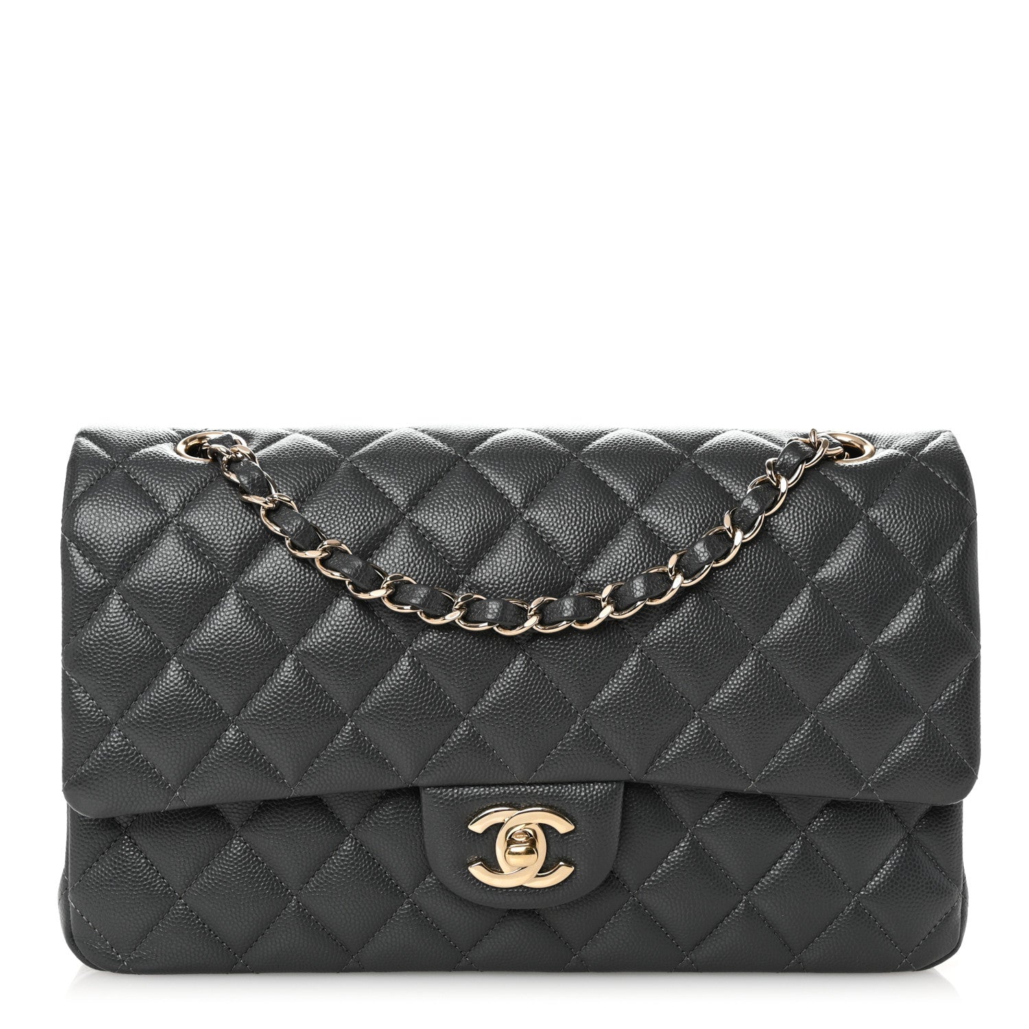 Chanel Caviar Quilted Medium Double Flap Dark Grey 1 of 10