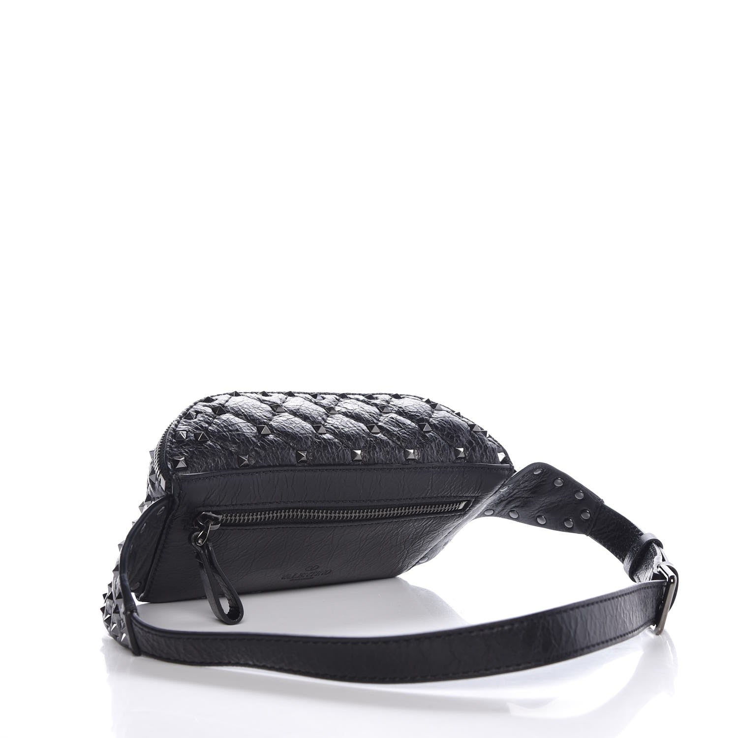 Valentino Garavani Craquele Nappa Rockstud Spike Belt Bag Black 3 of 7