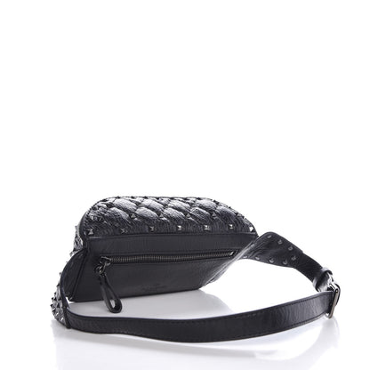 Valentino Garavani Craquele Nappa Rockstud Spike Belt Bag Black 3 of 7