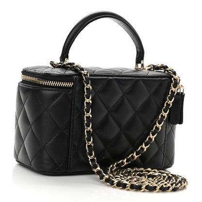 Chanel Lambskin Quilted Small Top Handle Vanity Case With Chain Black 2 of 13