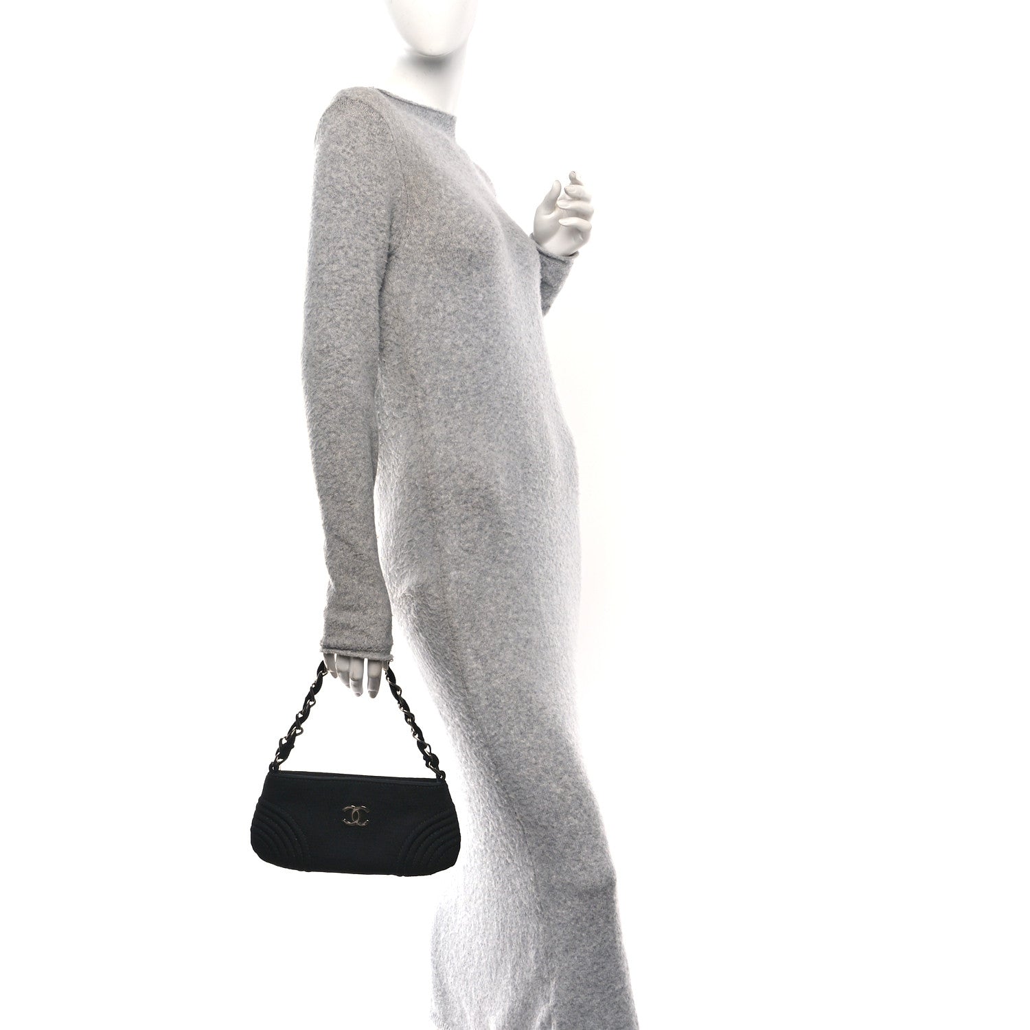 Chanel Jersey Quilted Mini Shoulder Bag Black 2 of 10