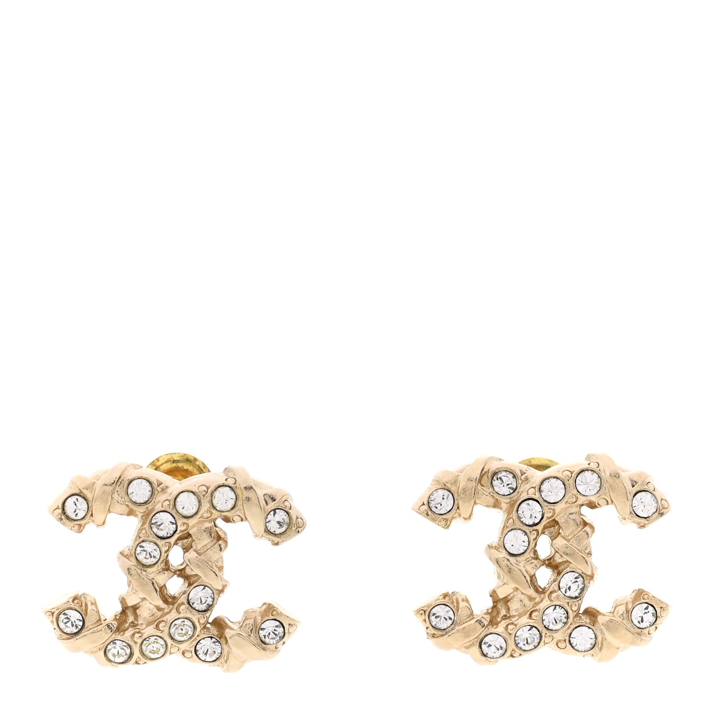 Crystal Textured CC Earrings Gold