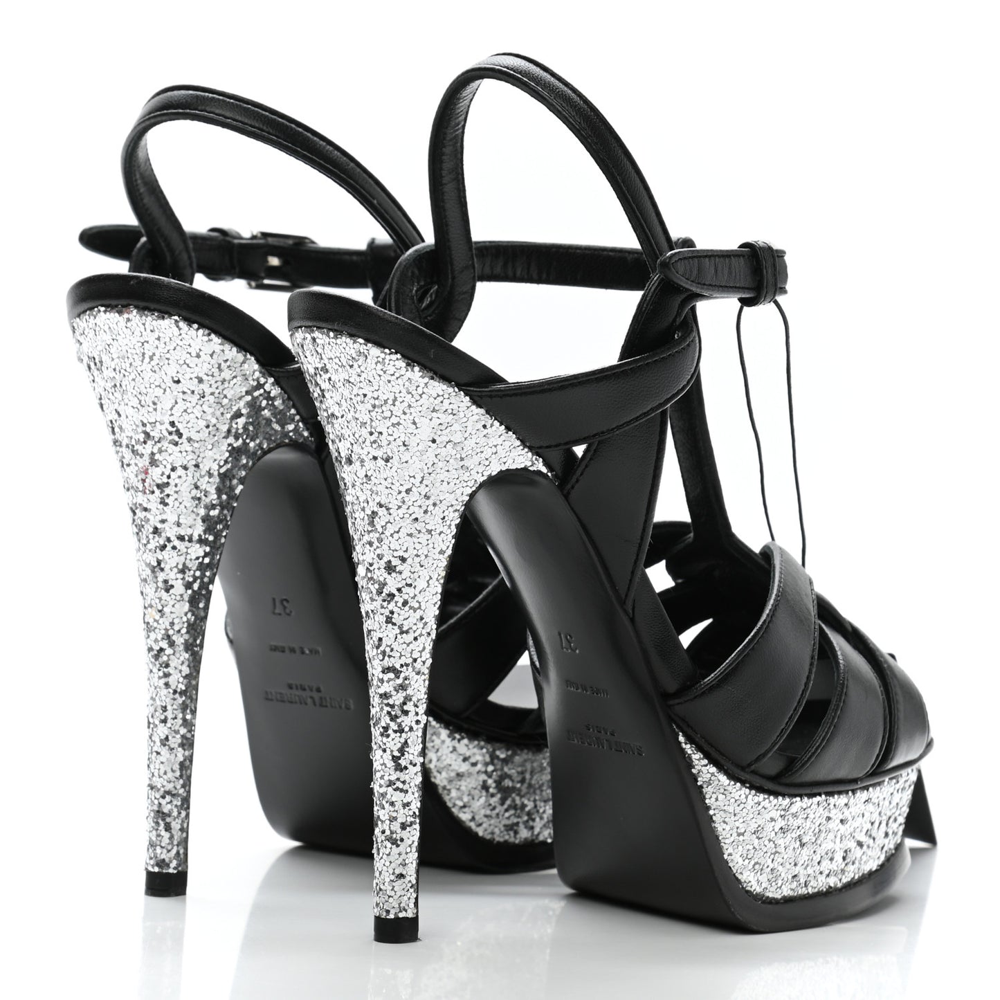 Nappa Glitter Tribute Sandals 37 Black Argento