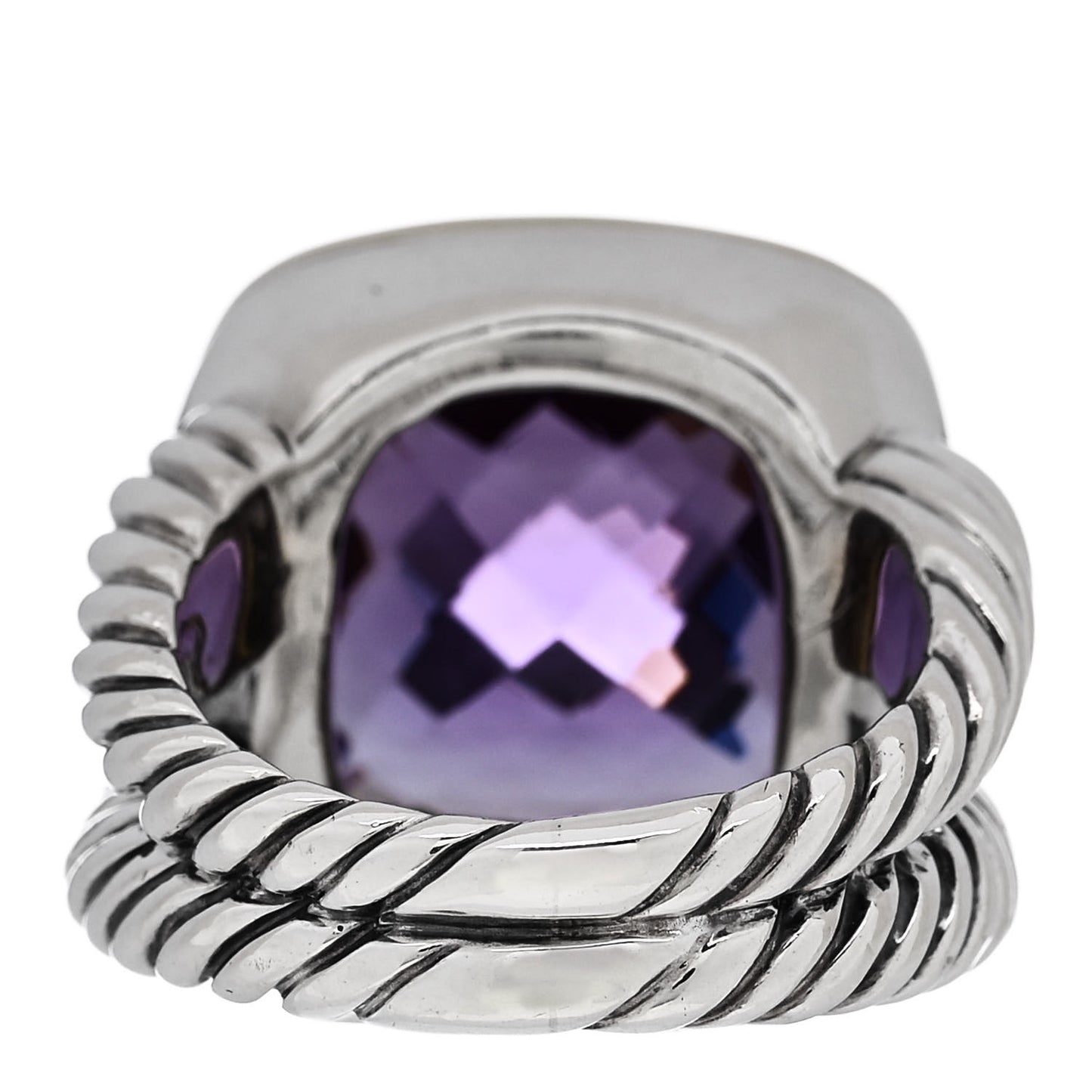 Sterling Silver 18K Yellow Gold Amethyst 11mm Albion Ring 51 5.75