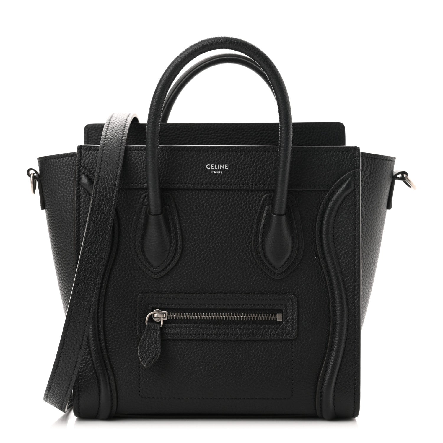 Celine Drummed Calfskin Nano Luggage Black 1 of 11