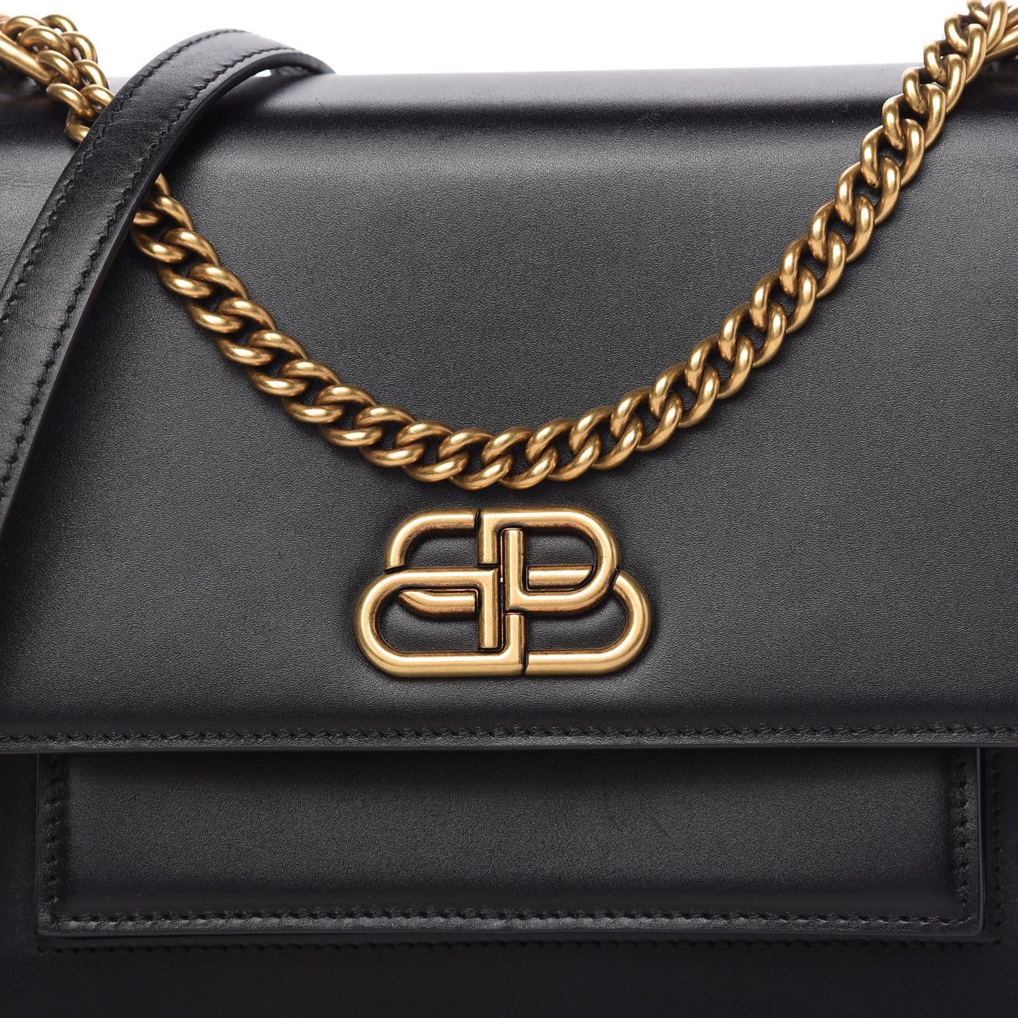 Box Calfskin S Sharp Chain Shoulder Bag Black