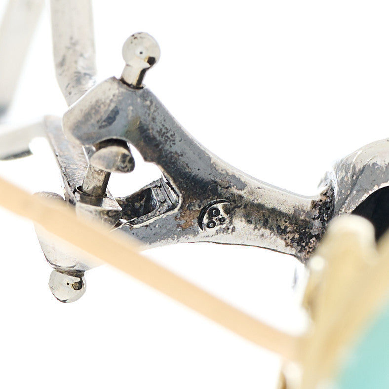 Sterling Silver 18K Yellow Gold Diamond Chalcedony Shrimp Cable Earrings