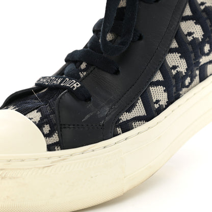 Christian Dior Technical Knit Calfskin Oblique Womens Walk'n Dior High Top Sneakers 40.5 Deep Blue 10 of 12