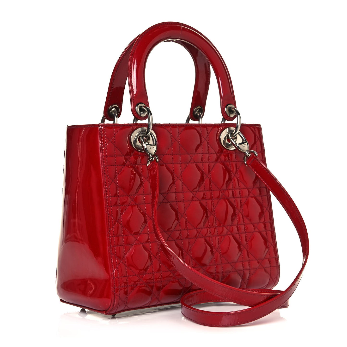 Patent Cannage Medium Lady Dior Red