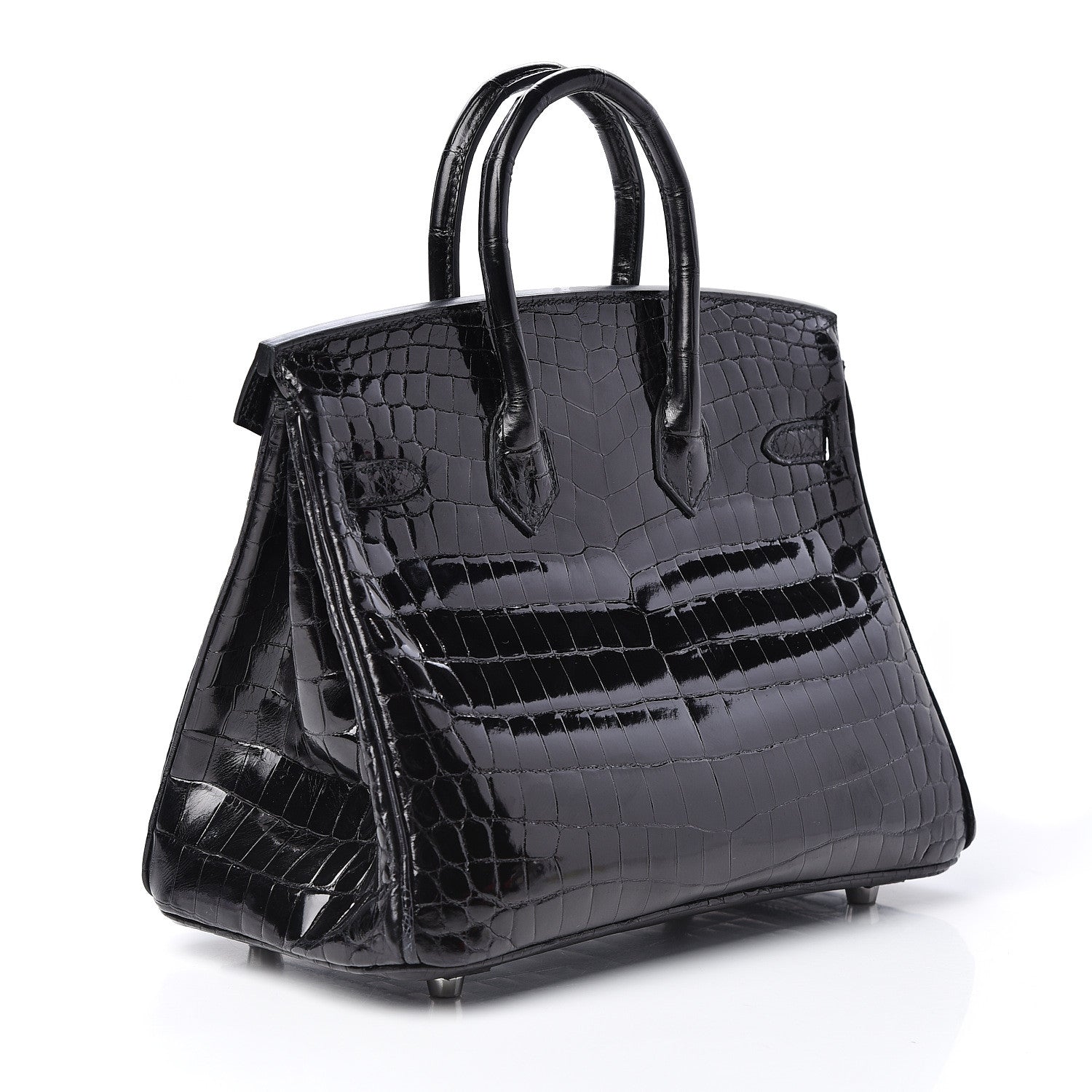 Hermes Shiny Niloticus Crocodile Birkin 25 Black 3 of 36