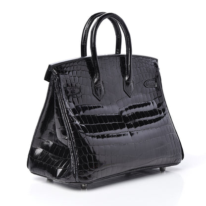 Hermes Shiny Niloticus Crocodile Birkin 25 Black 3 of 36