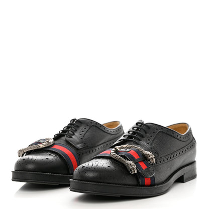 Gucci Calfskin Web Mens Queercore Brogue Derby Loafers 9 Black 3 of 13