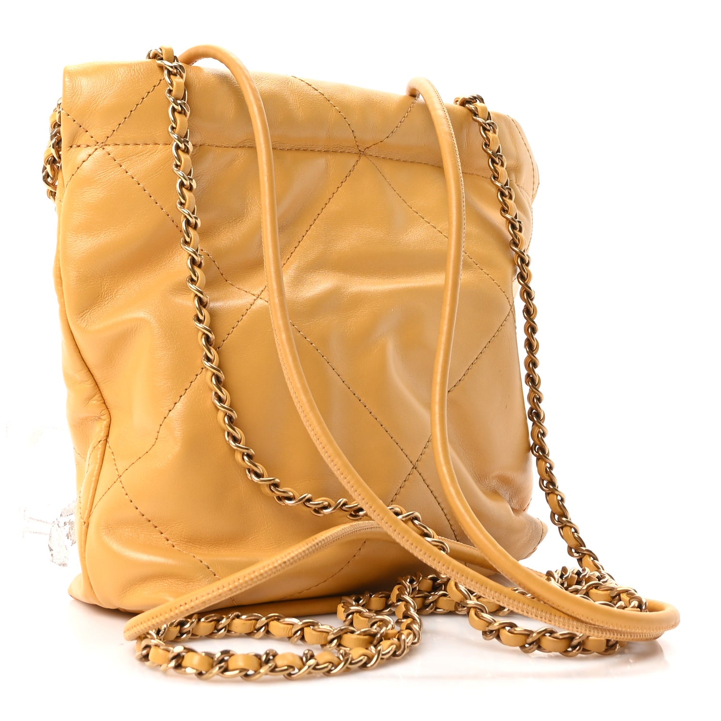 Shiny Calfskin Quilted Mini Chanel 22 Yellow