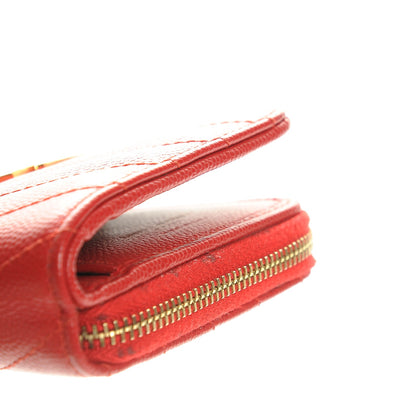 Saint Laurent Grain De Poudre Matelasse Chevron Monogram Compact Zip Around Wallet Red 9 of 12