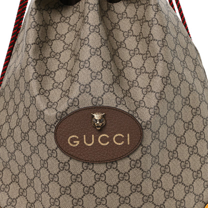 Gucci GG Supreme Monogram Neo Vintage Drawstring Backpack Beige New Acero Crop 7 of 9