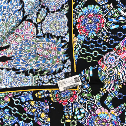 Hermes Silk La Legende de La Foret Scarf 90 Black Mauve Multicolor 3 of 4