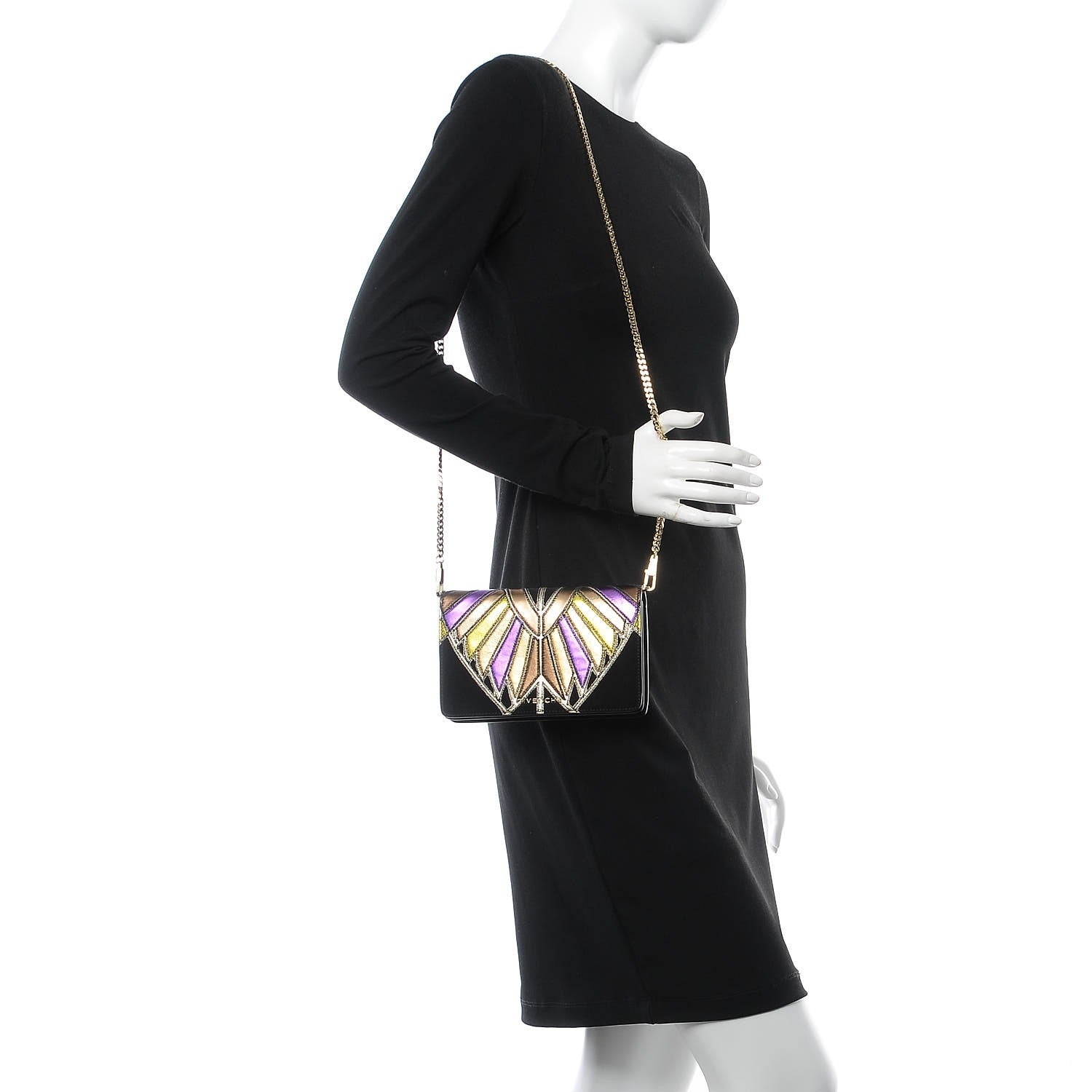 Givenchy Suede Calfskin Egyptian Print Mini Pandora Chain Wallet Multicolor 2 of 6