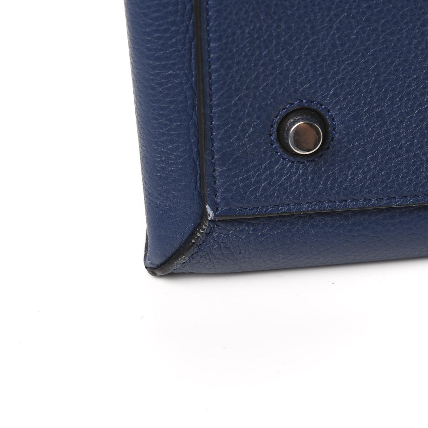 Drummed Calfskin Medium Edge Shoulder Bag Navy